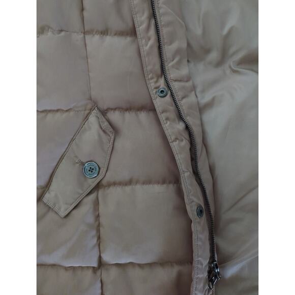 LANDS' END Down Puffer Coat Full Zip Side pockets Tan Car Coat Women's M (10-12) - Picture 5 of 9